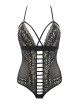 Body string tulle et dentelle noir V-10100 - Axami