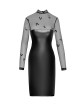 Robe moulante Sublime F310 wetlook et tulle floqué