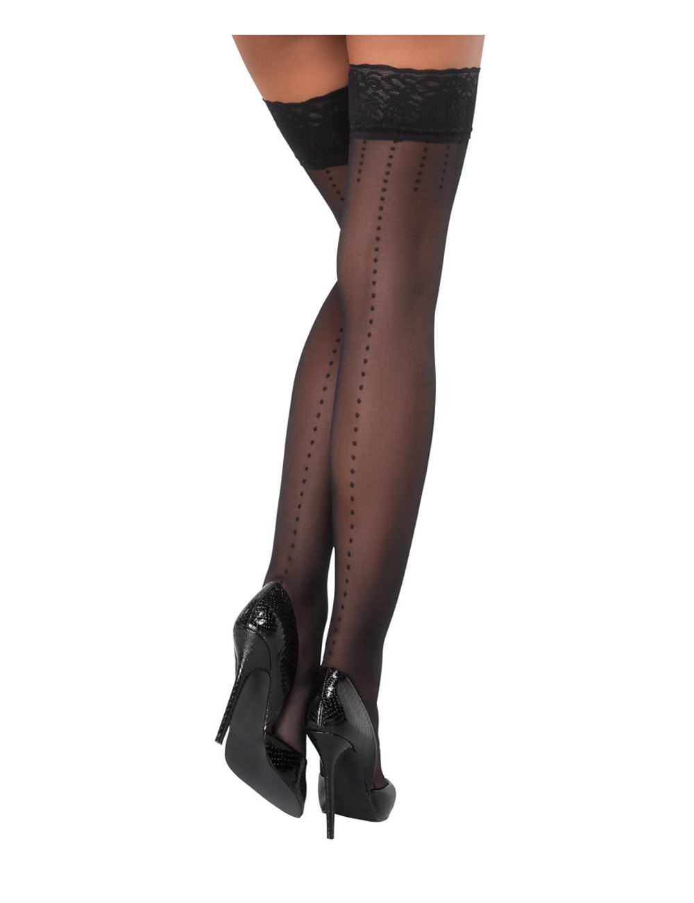 Bas autofixants noir Hold up 2 - Cotelli Legwear