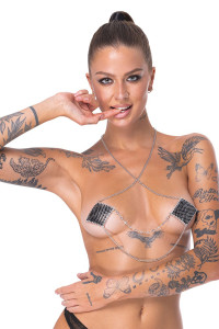 Caches tétons avec chainette de cou - Cotelli Accessoire