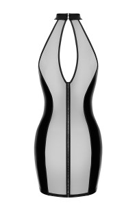 Mini robe tulle et wetlook Luxuria F370 - Noir Handmade