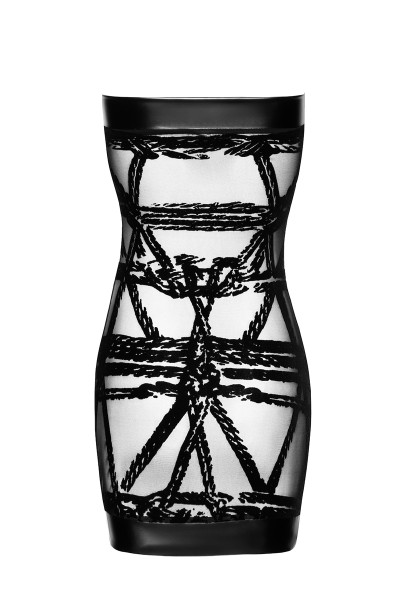 Mini robe floquée à épaules nues Bondesque F359 - Noir Handmade