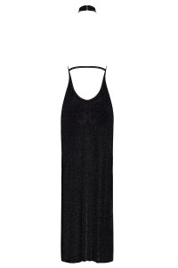 Robe longue en maille pailletée Onyx F372 - Noir Handmade