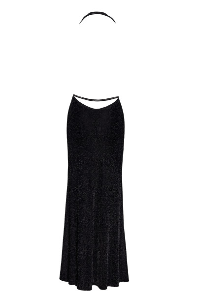 Robe longue fendue Onyx F373 - Noir Handmade