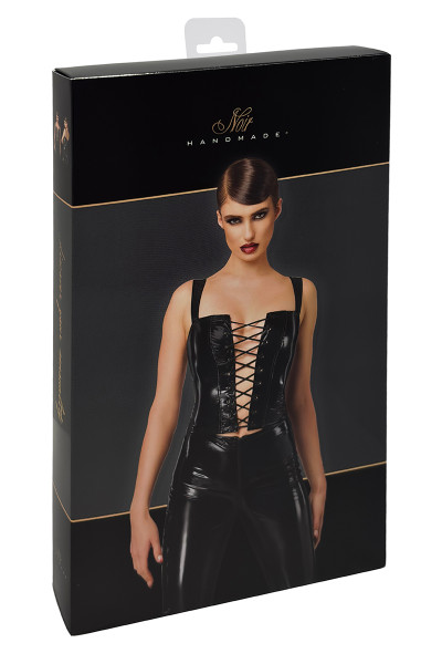Corset en vinyle Dominae F379 - Noir Handmade