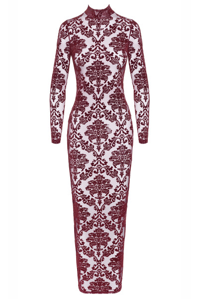 Robe fendue en tulle floqué Kink Royal F383 - Noir Handmade