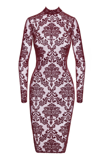 Robe fourreau en tulle floqué Kink Royal F384 - Noir Handmade