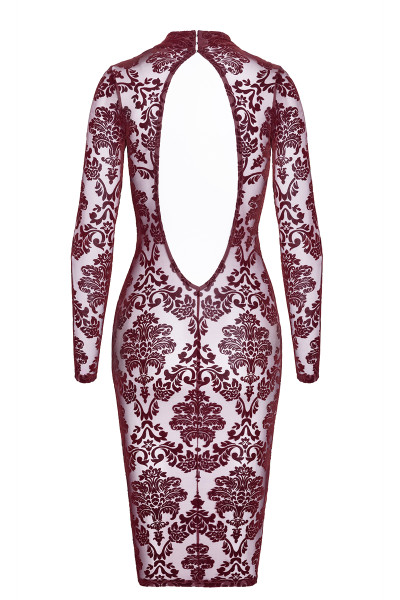 Robe fourreau en tulle floqué Kink Royal F384 - Noir Handmade