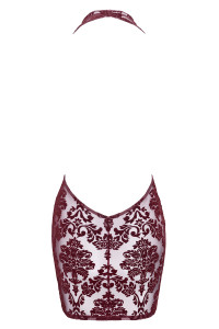 Mini robe dos nu en tulle floqué Kink Royal F385 - Noir Handmade