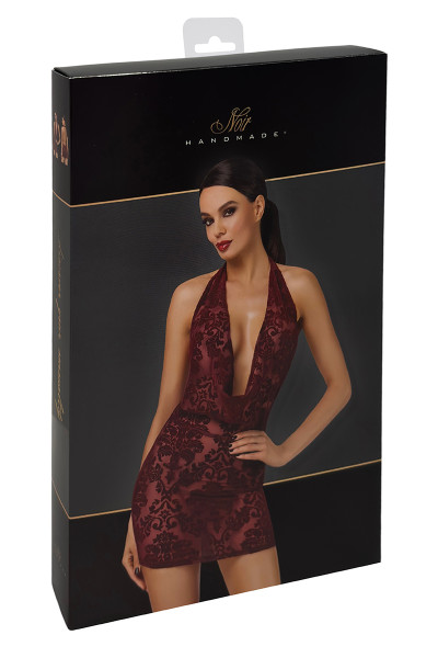 Mini robe dos nu en tulle floqué Kink Royal F385 - Noir Handmade