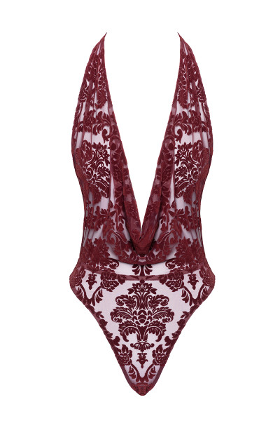 Body en tulle floqué Kink Royal F386 - Noir Handmade