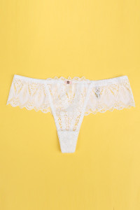 String dentelle dos lacé Blanc - Litolu Lingerie