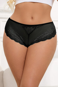 Tanga dentelle bijou Coeur Noir - Litolu Lingerie