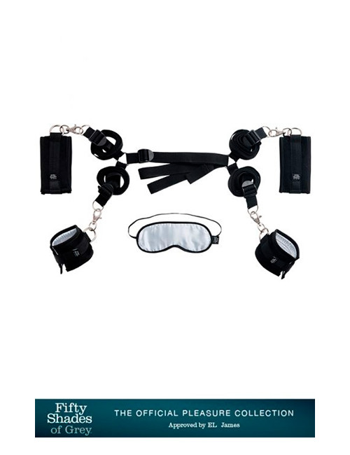 Kit Bondage Couple - Menottes, Attaches Lit, Jeu SM Et Soumission En Noir Réglable