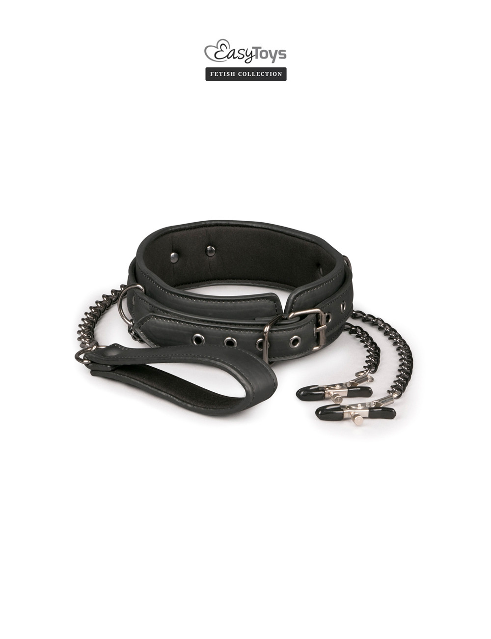 Collier cuir avec chaînes de seins - Easytoys Fetish Collection