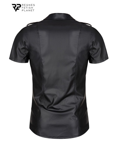 Chemise manches courtes wetlook noire Luca - Regnes