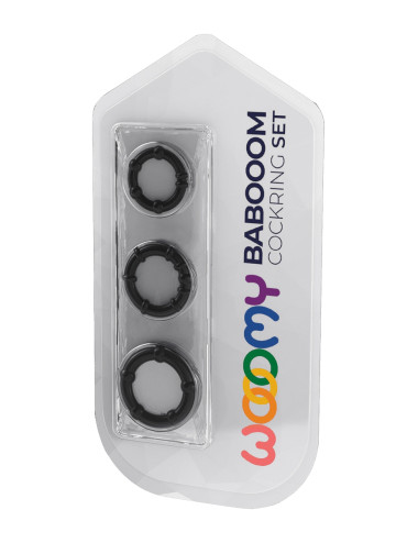 Set 3 Cockrings noir Babooom - Wooomy